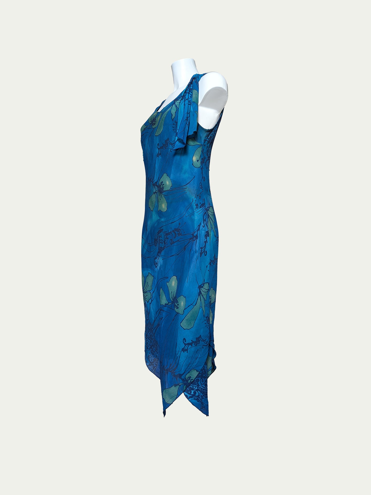 The Blue Floral Asymmetric Dress