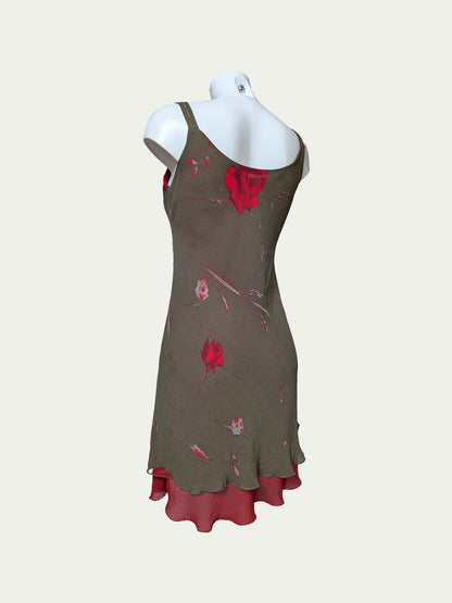 The Double-Layer Olive & Red Dress