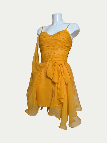 The Yolk Yellow Silk Cocktail Dress
