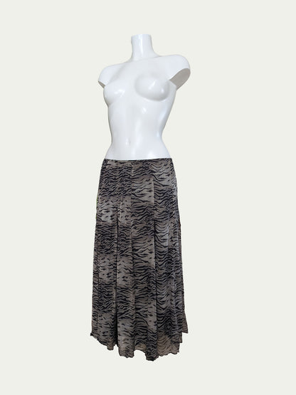 The Grey Animal Silk Maxi Skirt
