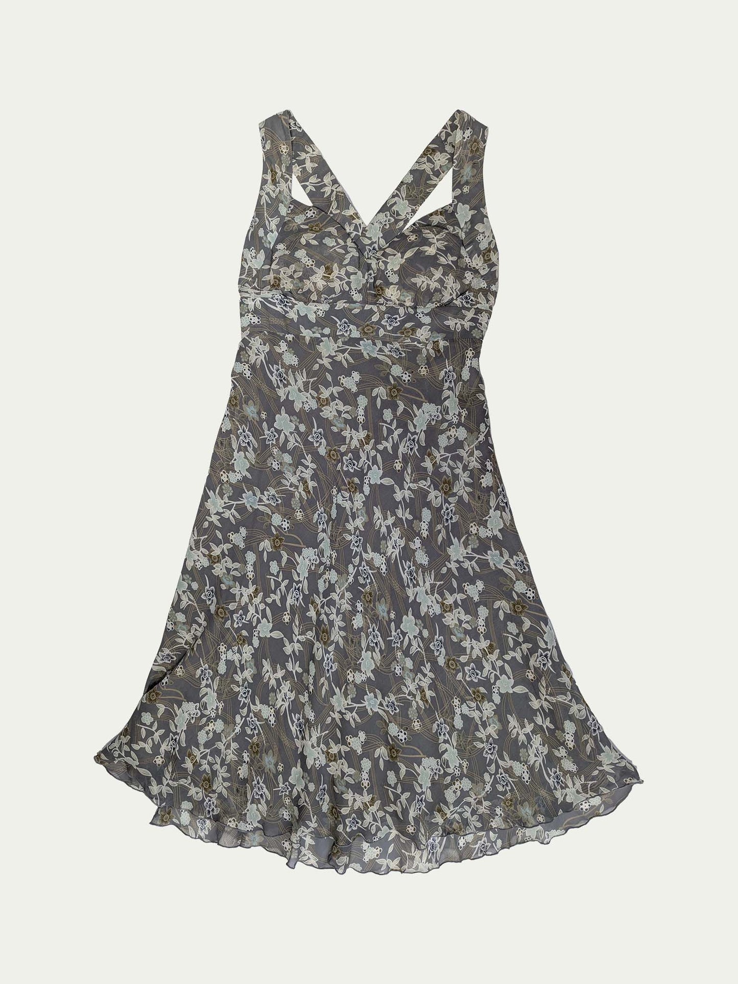 The Gray Blossom Silk Dress