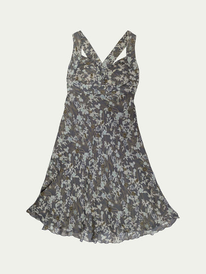 The Gray Blossom Silk Dress