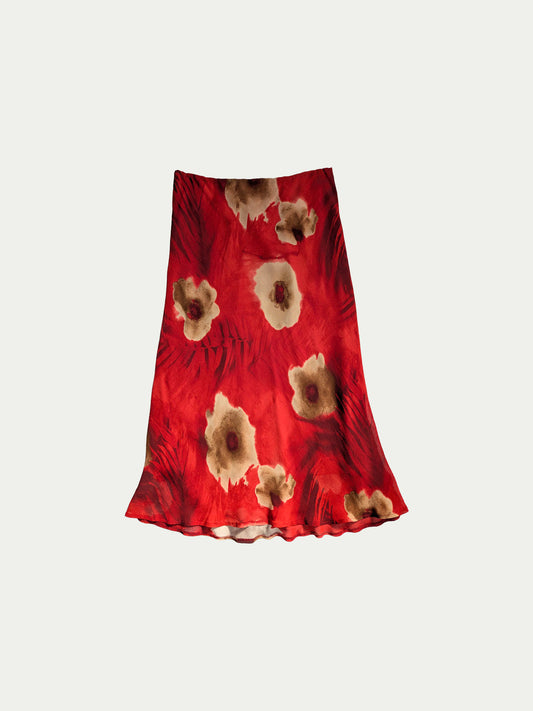 The Red-Brown Floral Skirt
