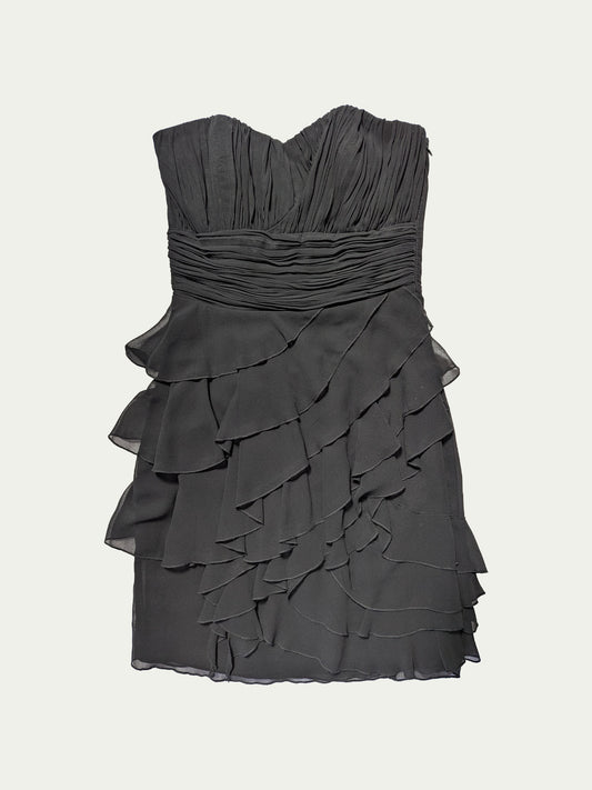 The Black Chiffon Evening Mini Dress