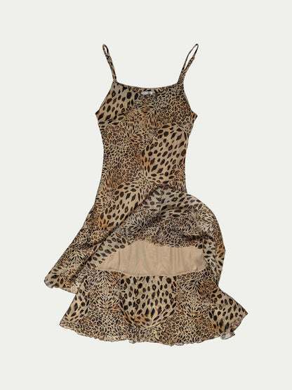 The Golden Leopard Asymmetrical Midi Dress