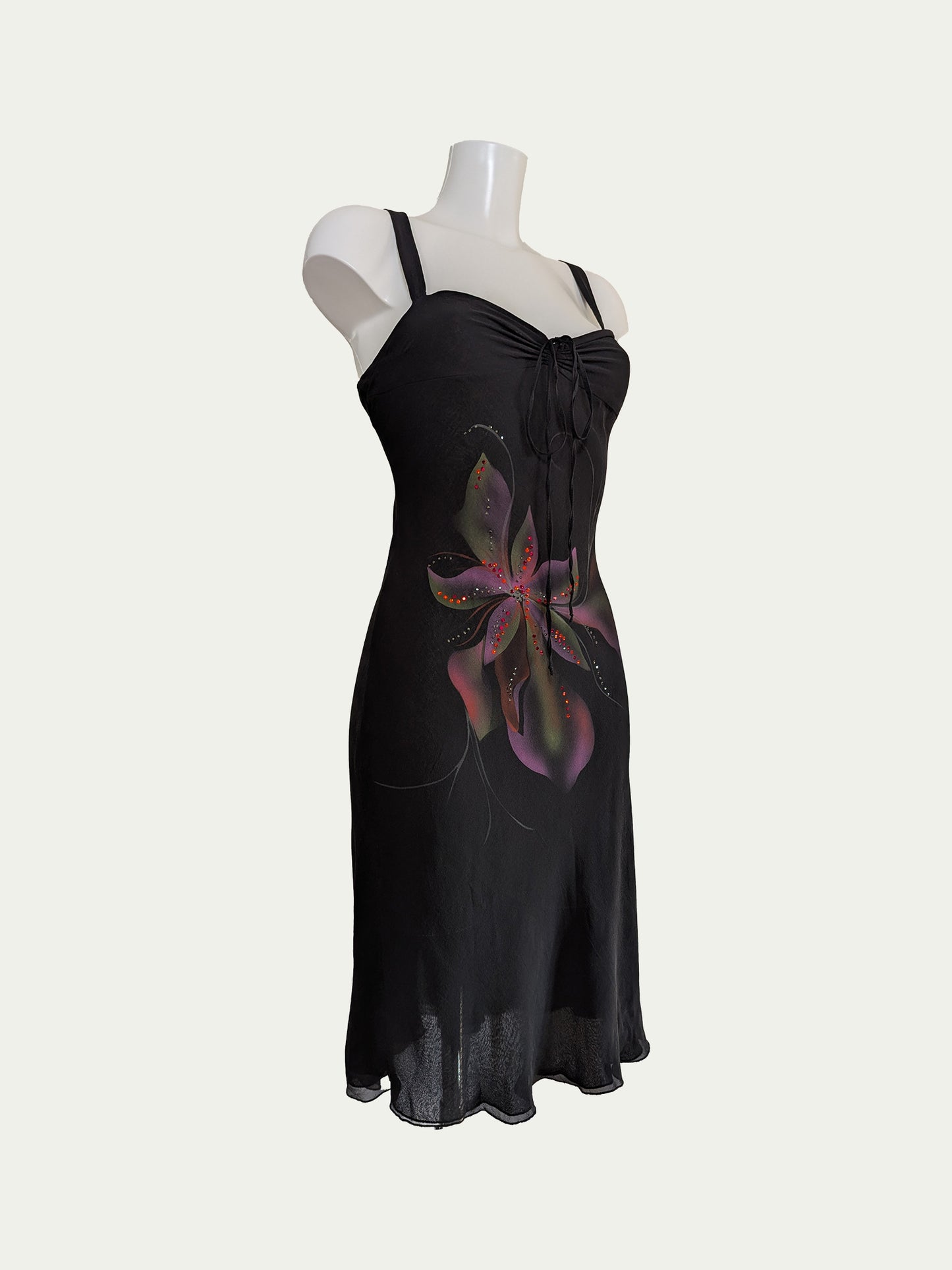 The Flower Black Silk Dress