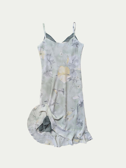 The Pale Turquoise Floral Midi Dress