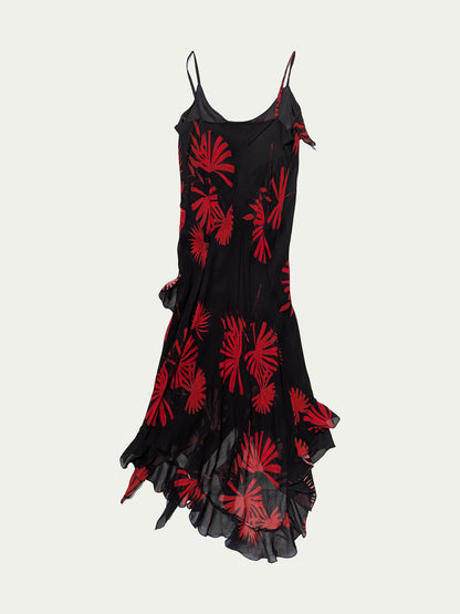 The Black & Red Asymmetrical Chiffon Dress