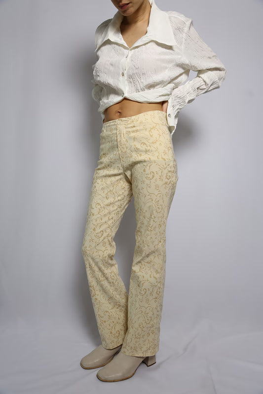The 90s Ivory Patterned Straight-Leg Pants