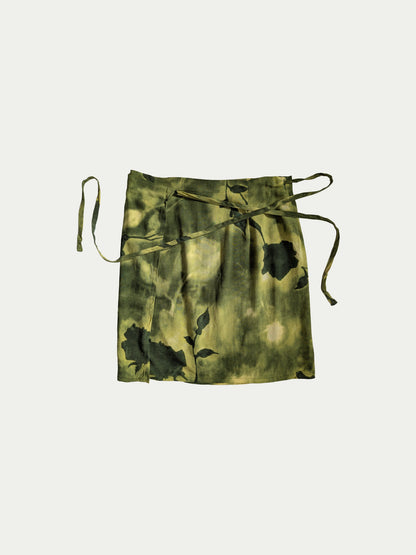 The Monochrome Green Mini Wrap Skirt