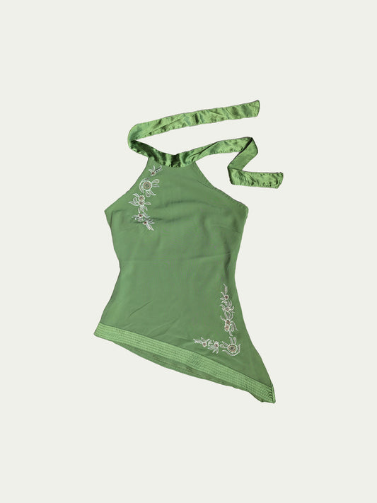 The Green Halter Tie Top