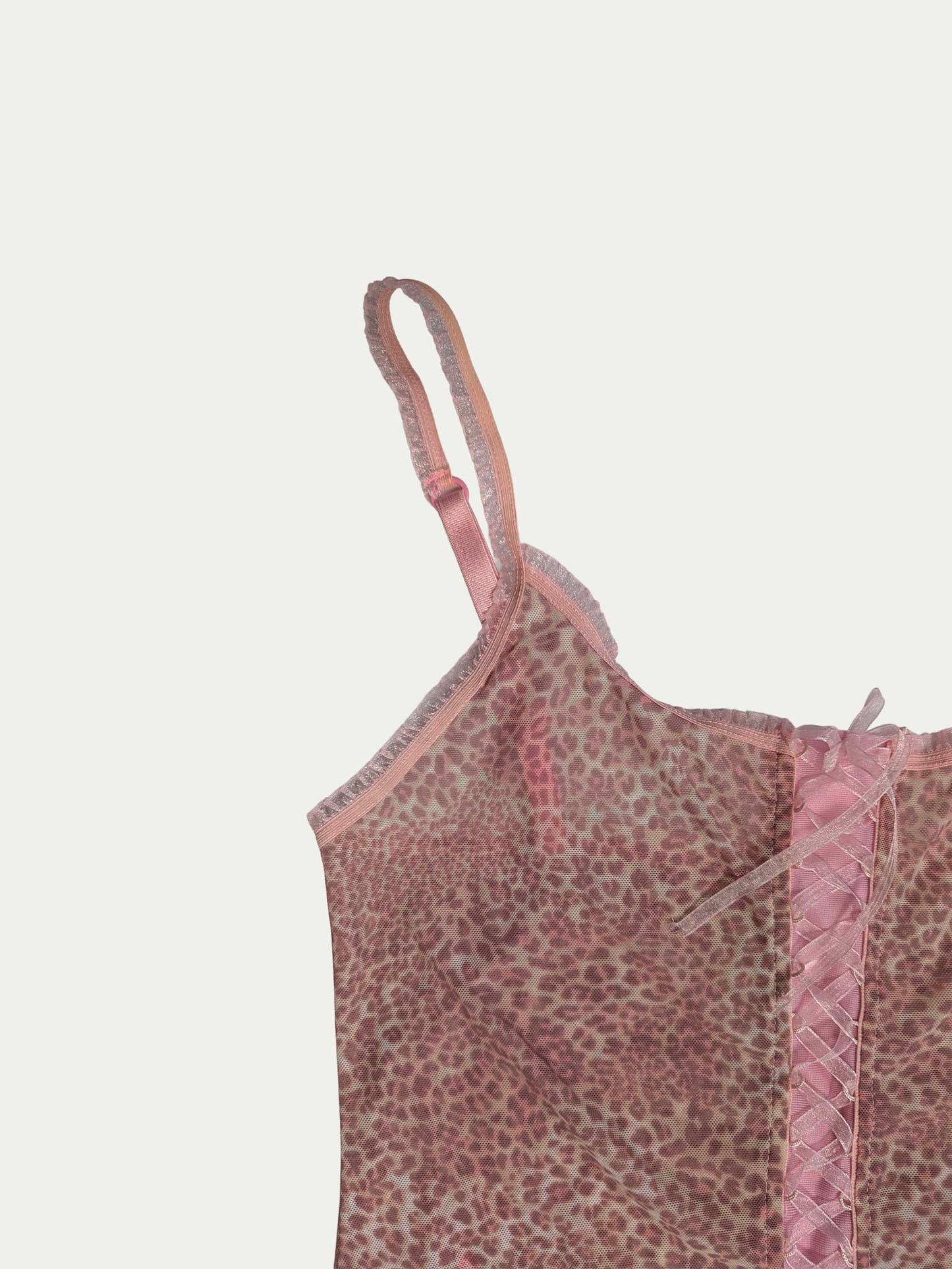 The Soft Pink Shade Leopard Mesh Top