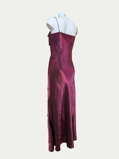 The Burgundy French Evening Maxi Dress