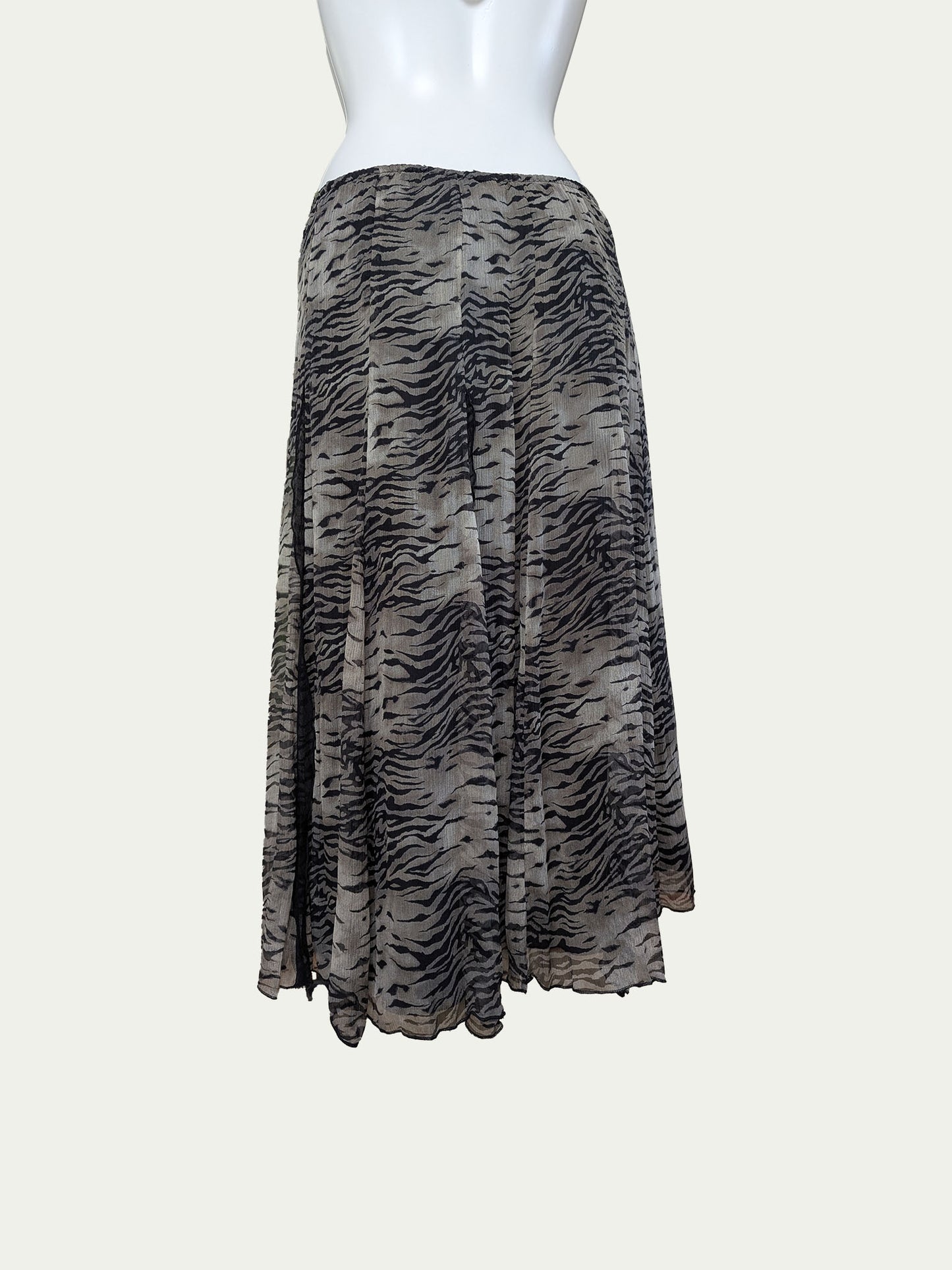 The Grey Animal Silk Maxi Skirt