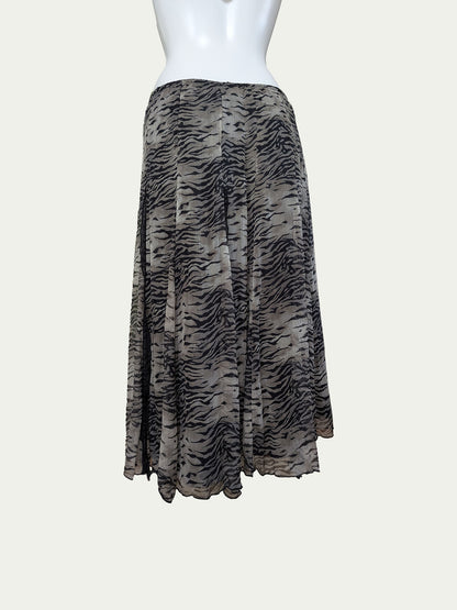 The Grey Animal Silk Maxi Skirt