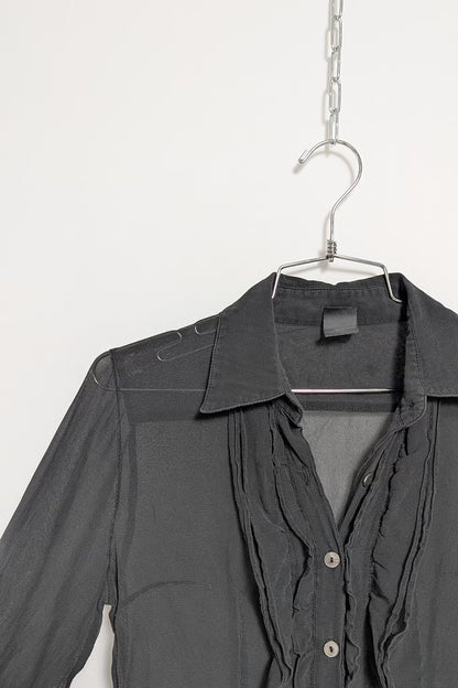 The Black Silk Chiffon Blouse