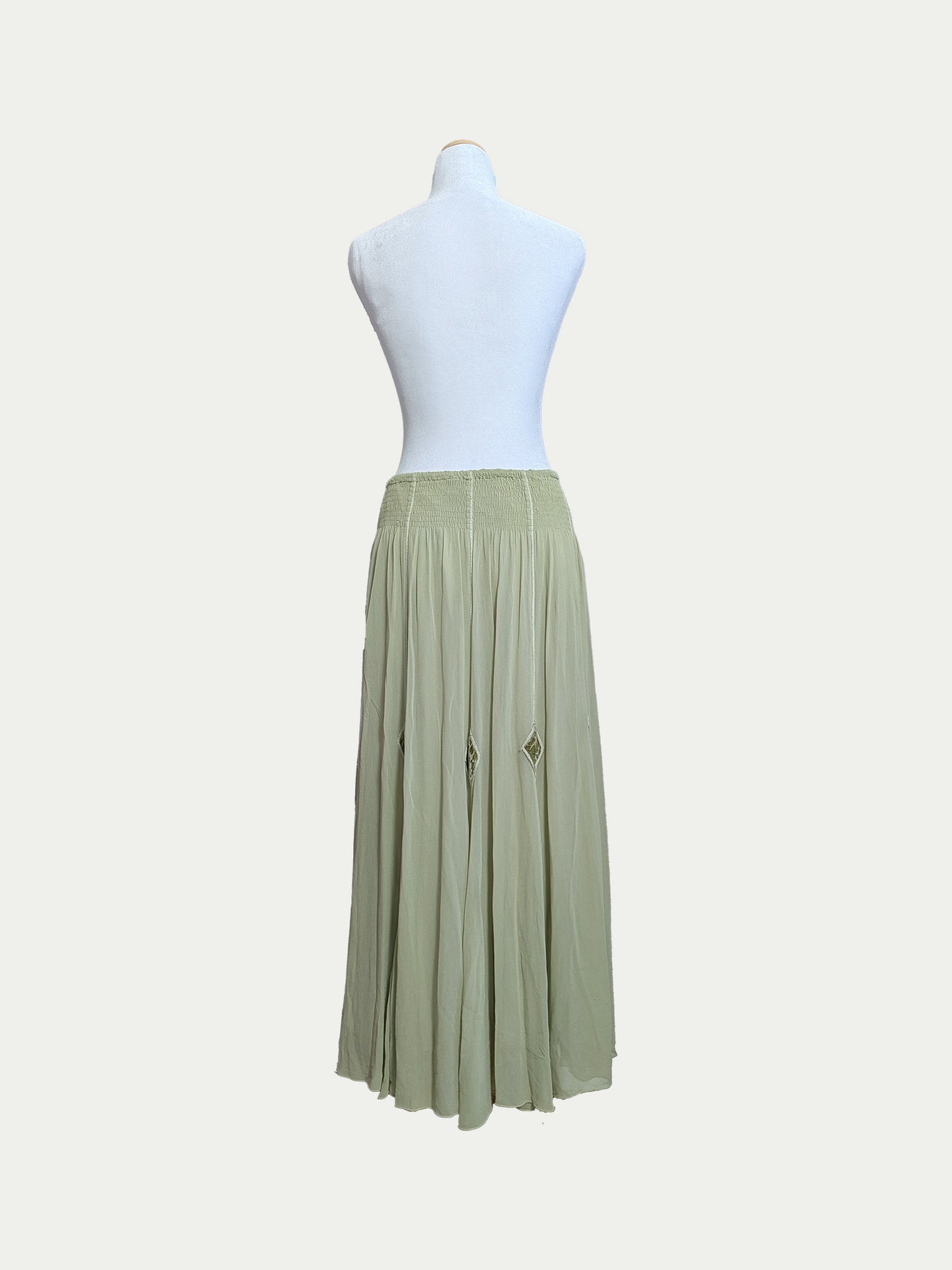The Smoked Green Boho Maxi Skirt