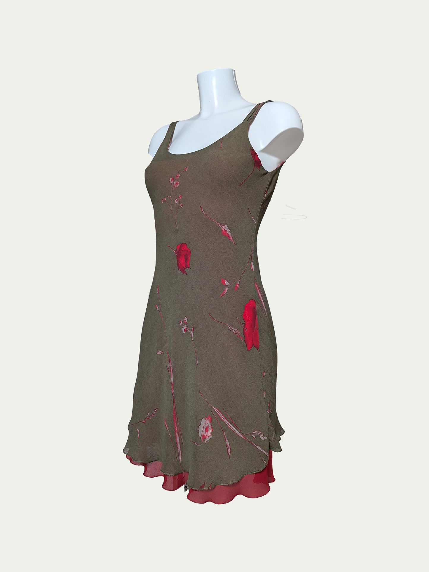 The Double-Layer Olive & Red Dress