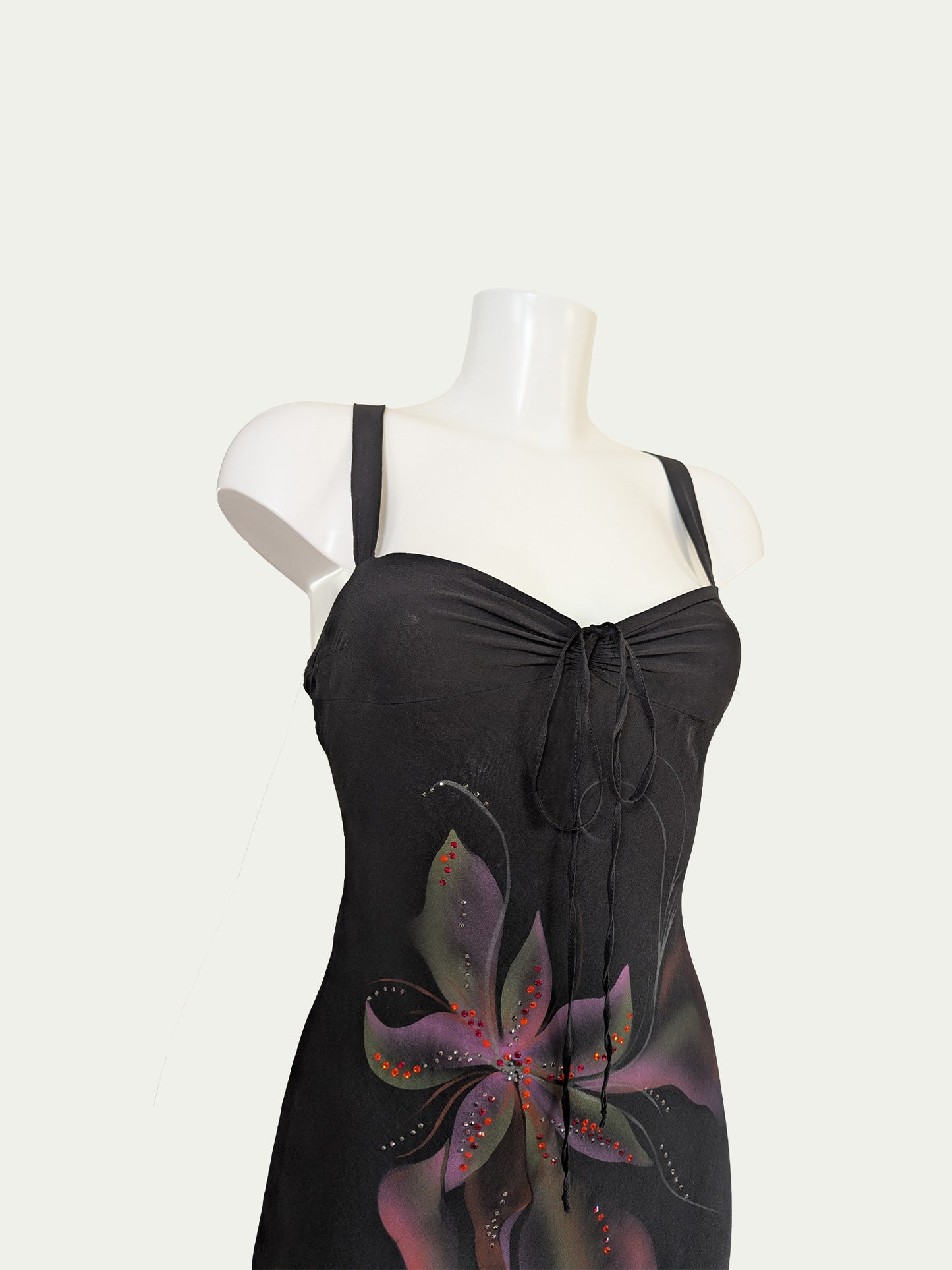 The Flower Black Silk Dress