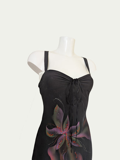 The Flower Black Silk Dress