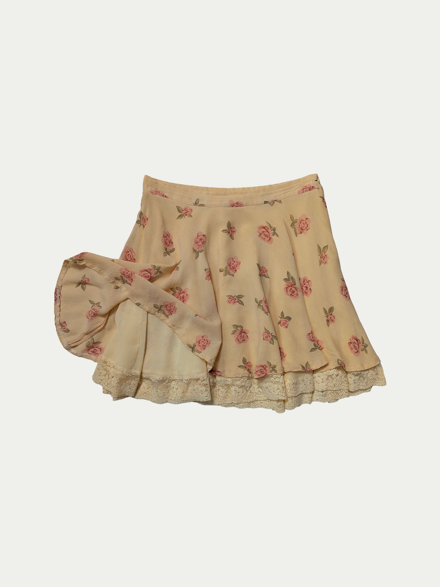 The Cream Floral Viscose Mini Skirt