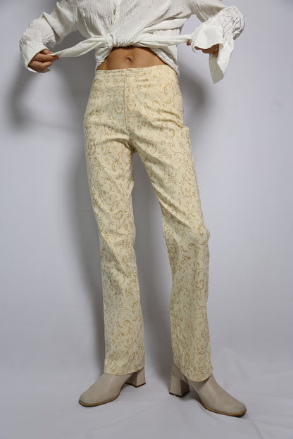 The 90s Ivory Patterned Straight-Leg Pants