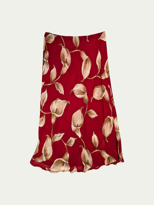 The Lilies Red Midi Skirt