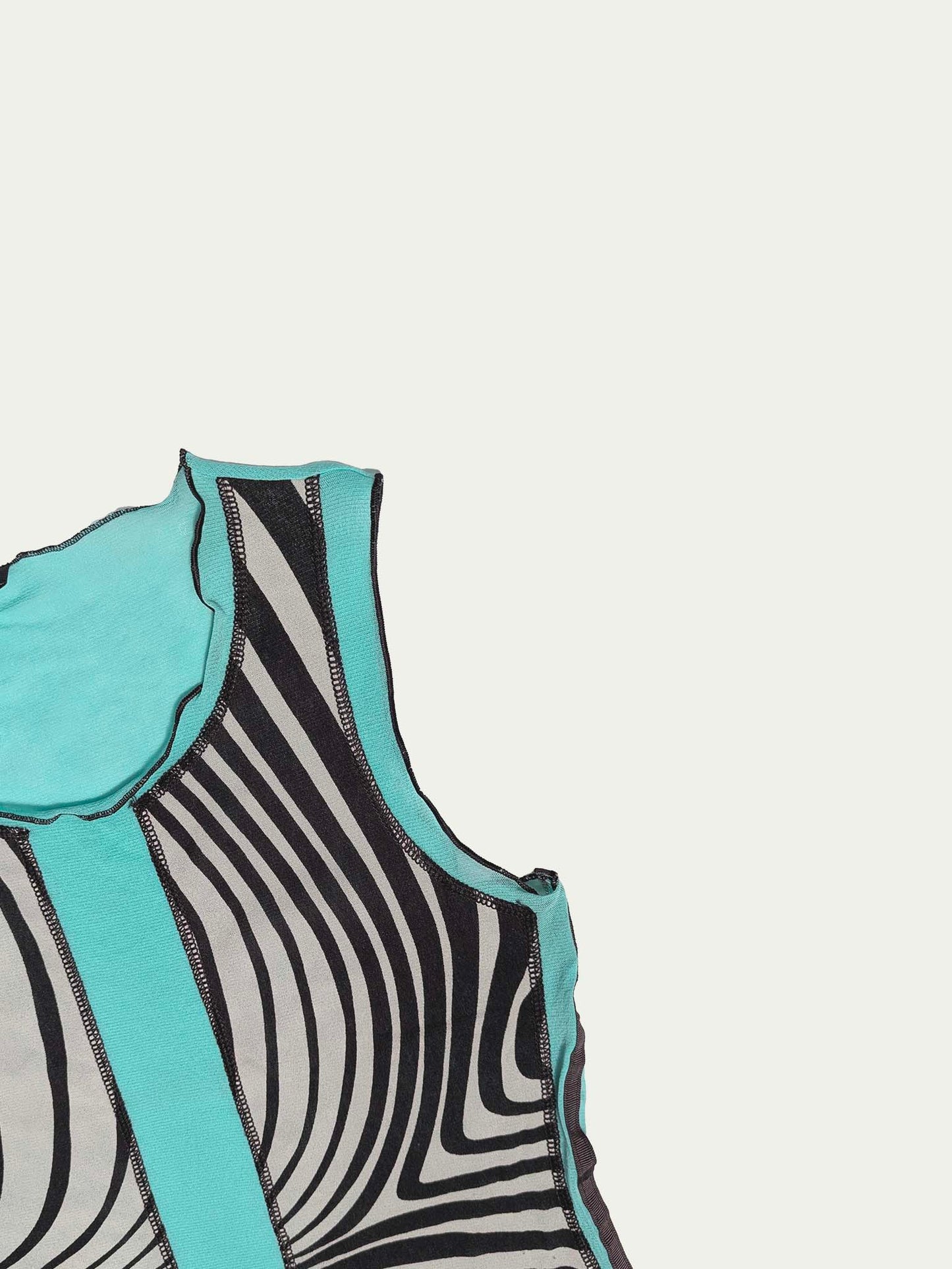 The Turquoise Zebra Mesh Top