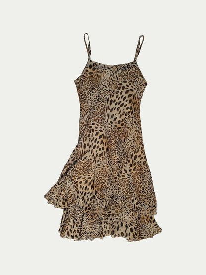 The Golden Leopard Asymmetrical Midi Dress