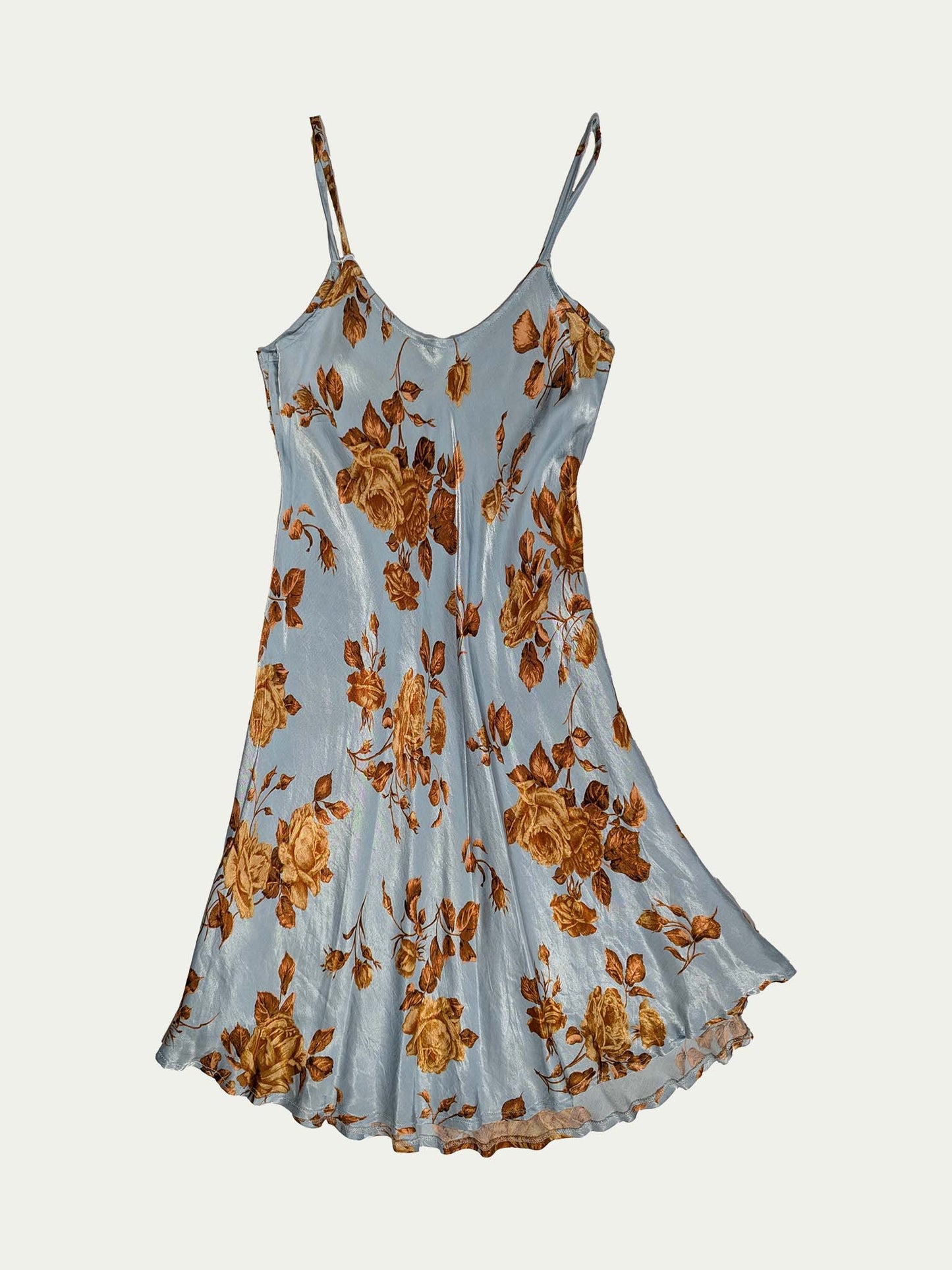 The Light-Blue Satin Slip Dress