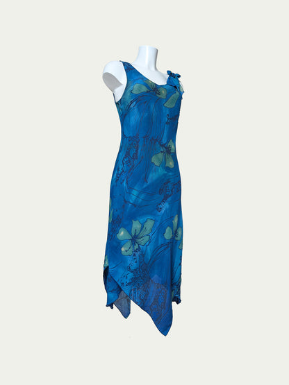 The Blue Floral Asymmetric Dress