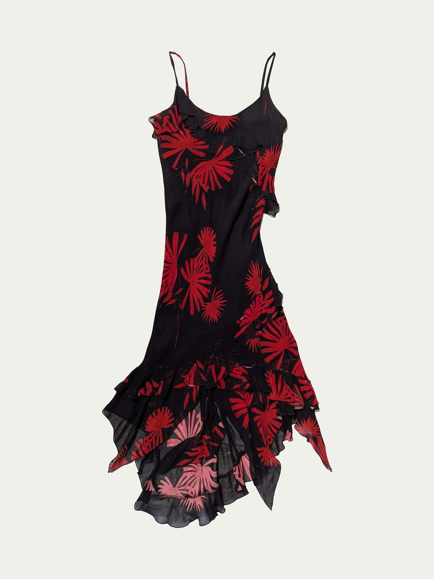 The Black & Red Asymmetrical Chiffon Dress