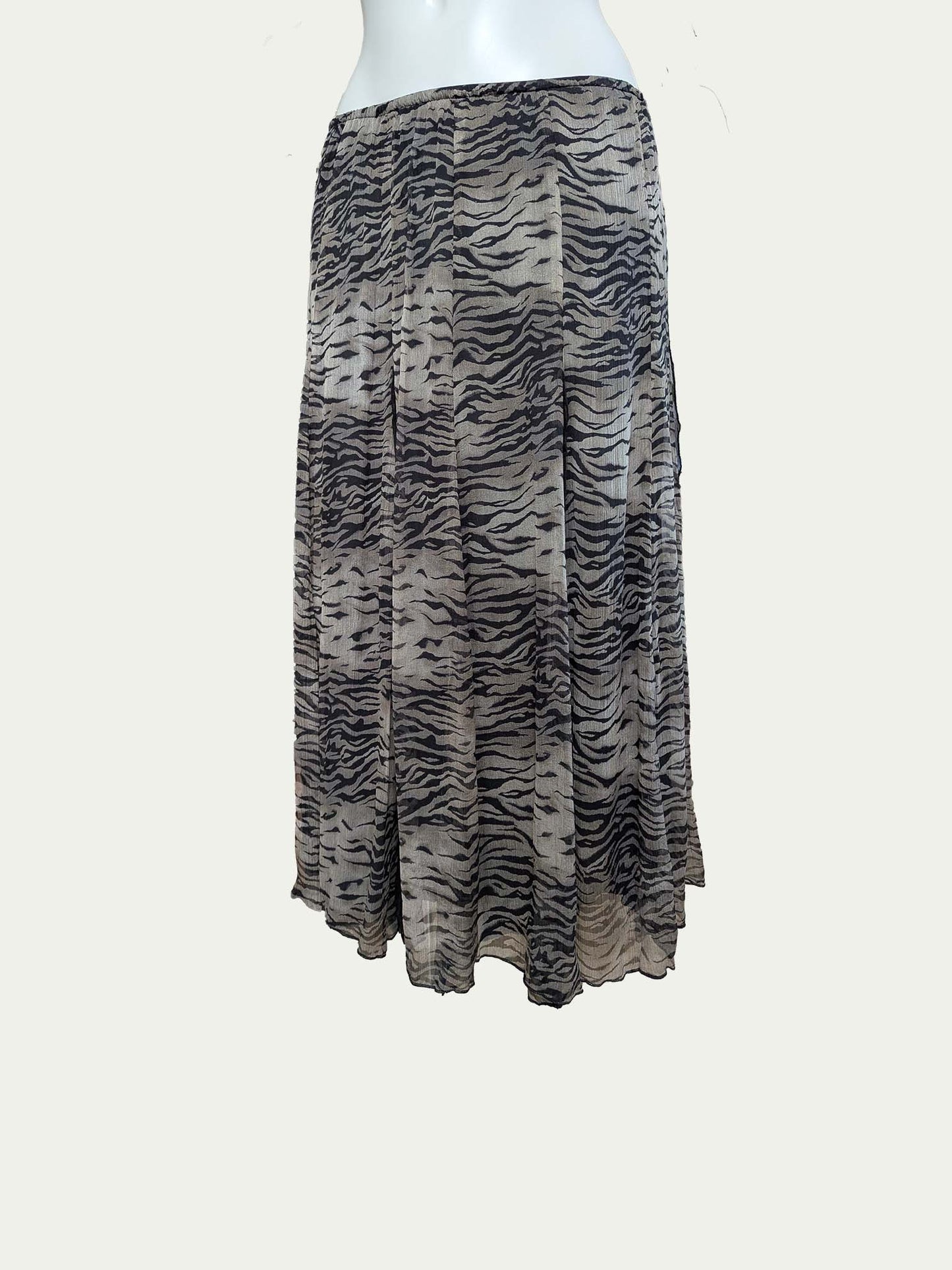 The Grey Animal Silk Maxi Skirt