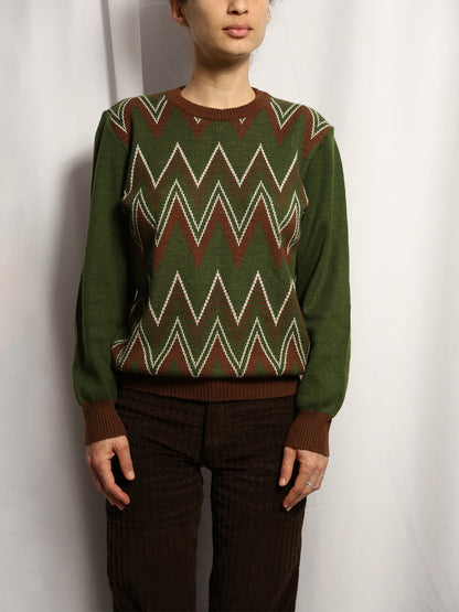 The 70's Green & Brown Sweater