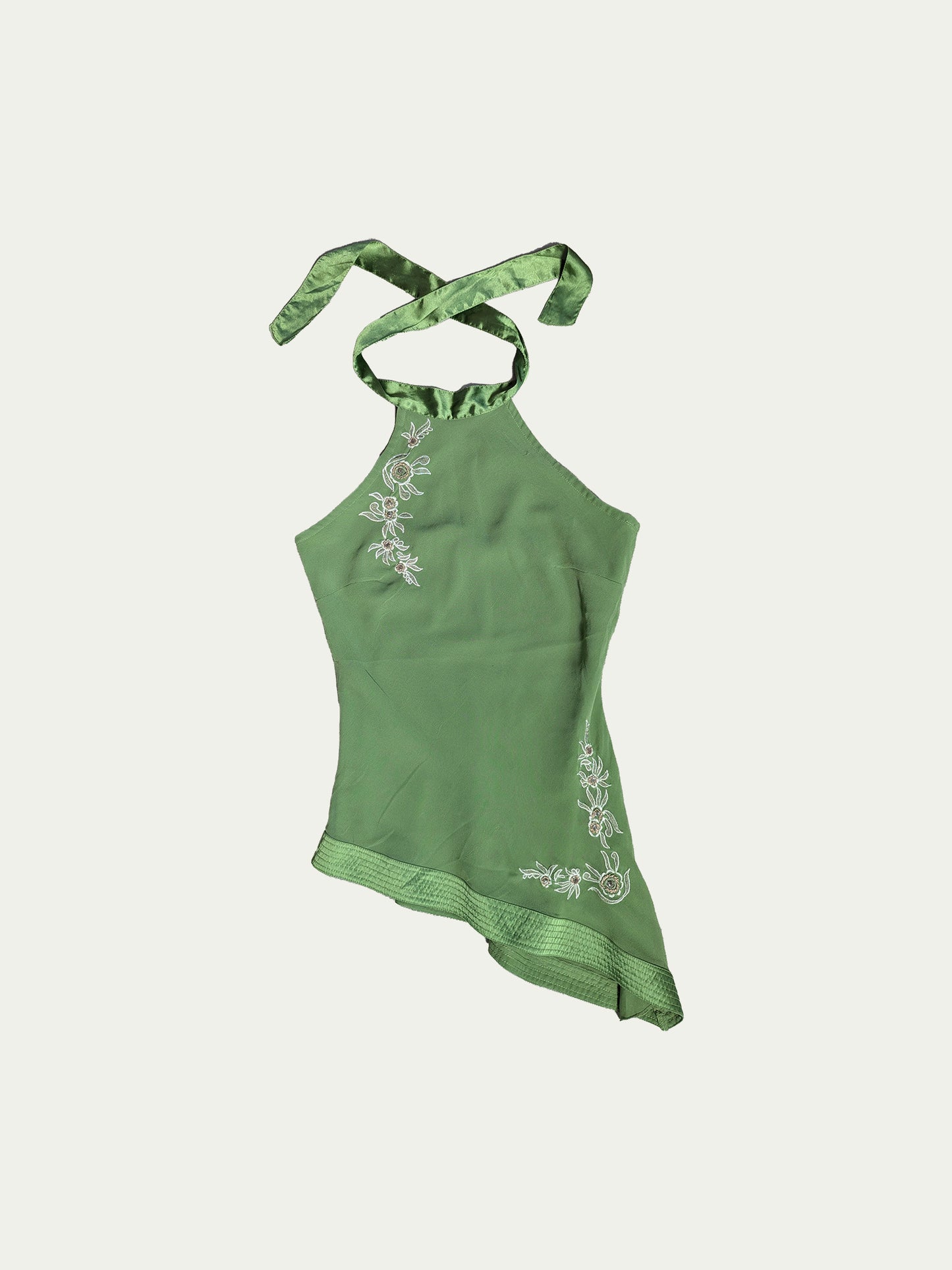 The Green Halter Tie Top