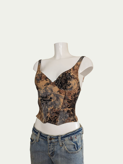 The 90s Printed Crop Corset Top