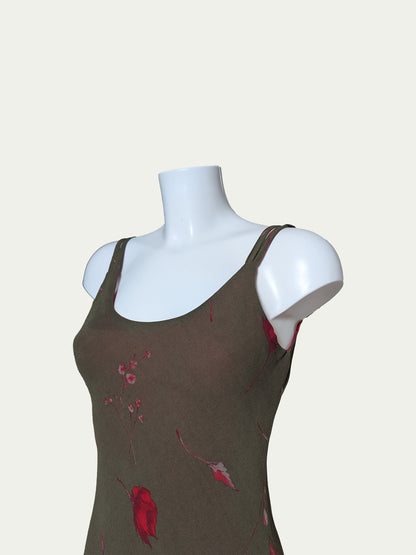 The Double-Layer Olive & Red Dress