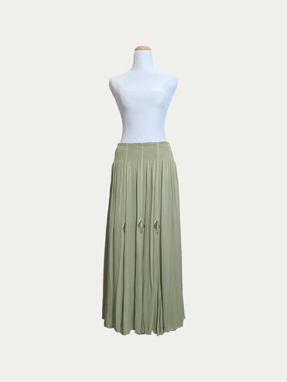 The Smoked Green Boho Maxi Skirt