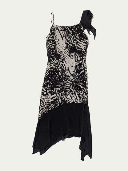 The Black & White Asymmetrical Chiffon Dress