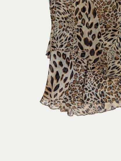 The Golden Leopard Asymmetrical Midi Dress