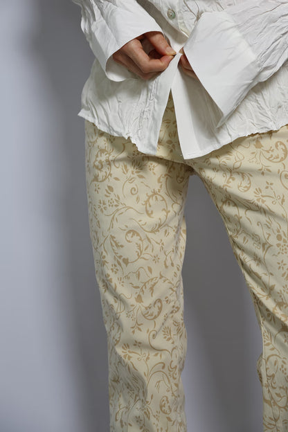 The 90s Ivory Patterned Straight-Leg Pants