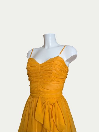 The Yolk Yellow Silk Cocktail Dress