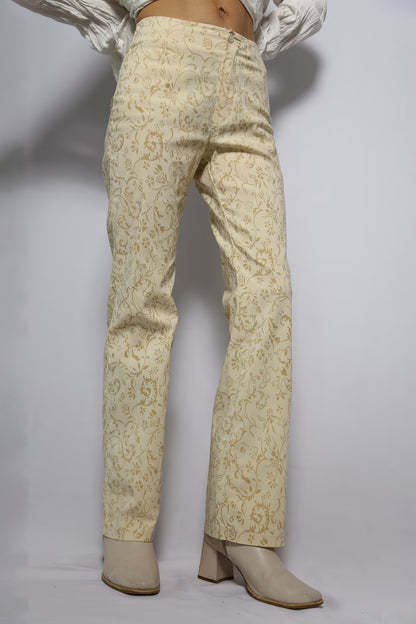 The 90s Ivory Patterned Straight-Leg Pants