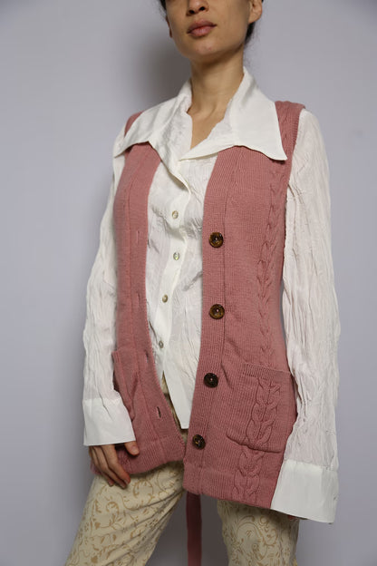 The 90s Soft Pink Wool Cardigan