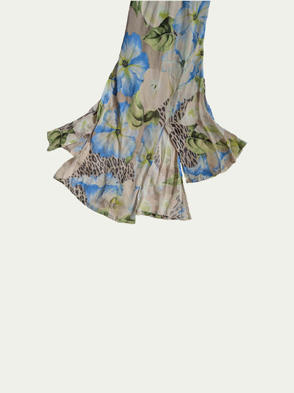 The Blueish Leopard & Flowers Chiffon Dress