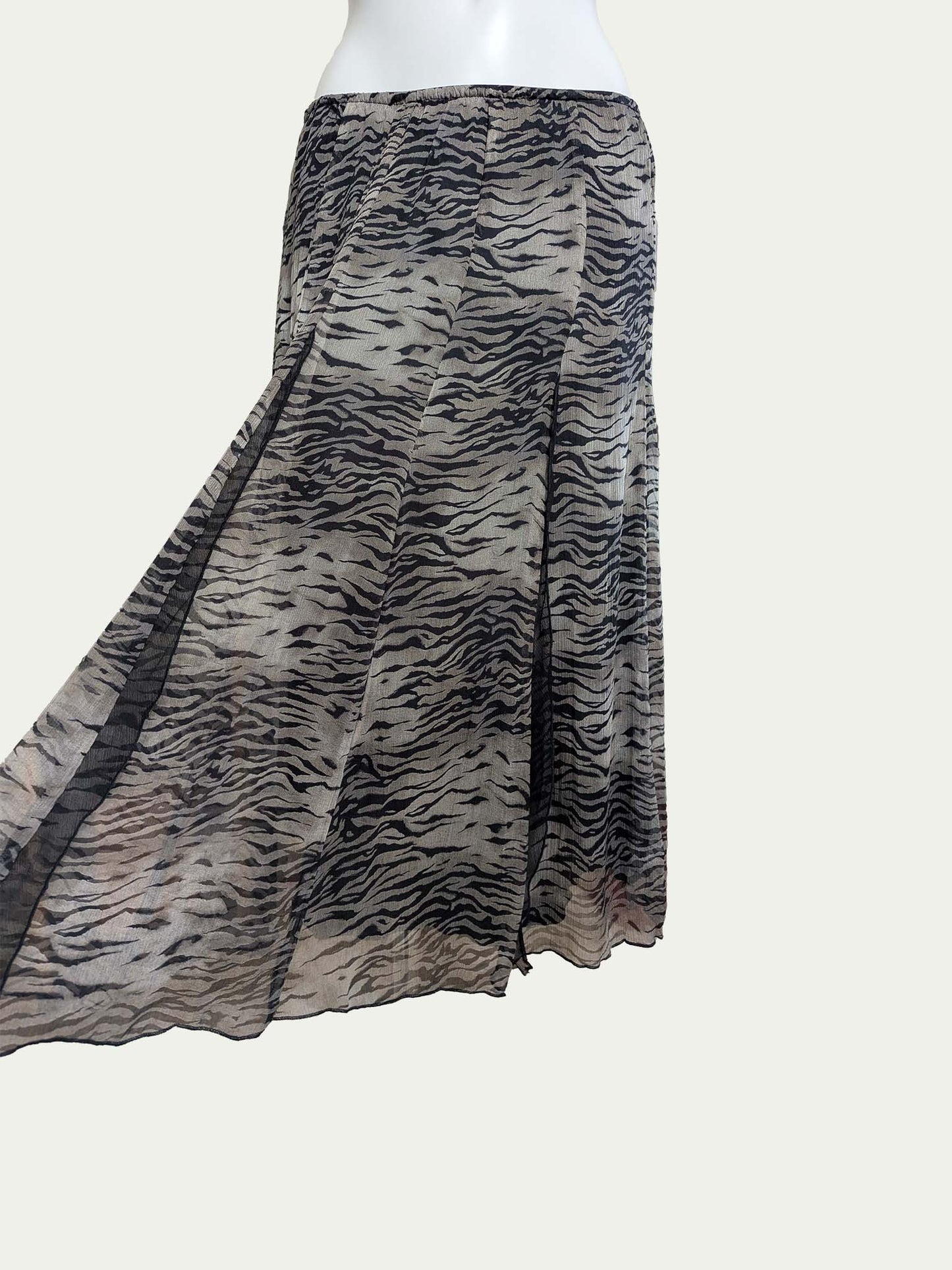 The Grey Animal Silk Maxi Skirt