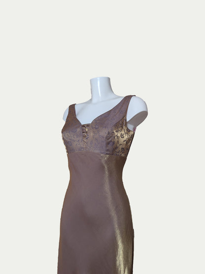 The Golden-Lilac Taffeta Evening Dress