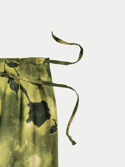 The Monochrome Green Mini Wrap Skirt