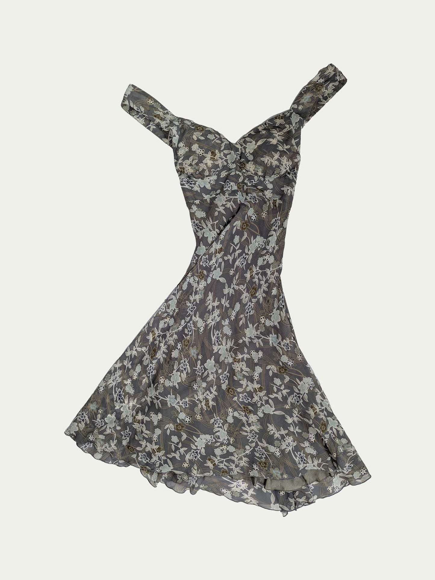 The Gray Blossom Silk Dress