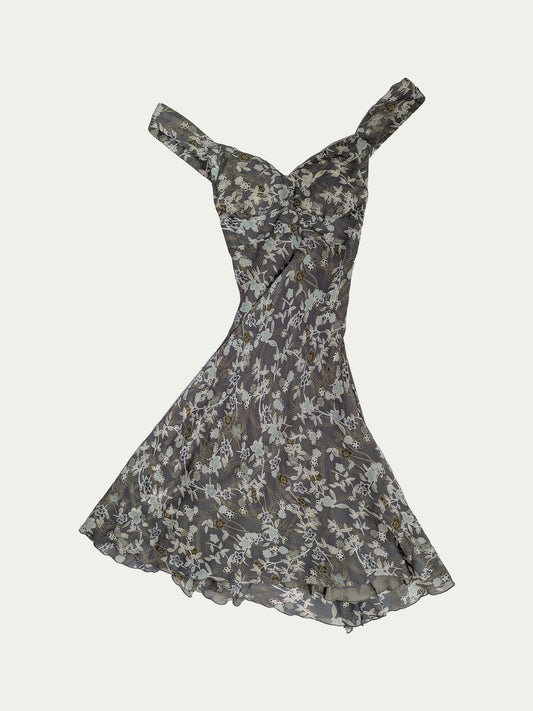 The Gray Blossom Silk Dress